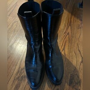 Freda Salvador black croc combat boots sz 11